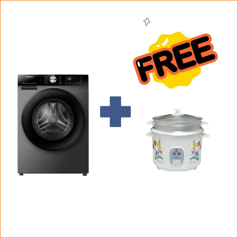 8Kg Front Loading & 5Kg Dryer Invertor Titanium (Free Gift Rice Cooker Mikach 3.0 Litres Mrcws3000)