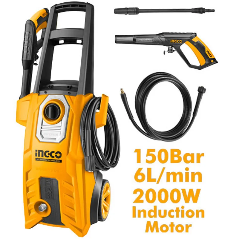 Ingco high pressure washer induction motor 150bar 2000w